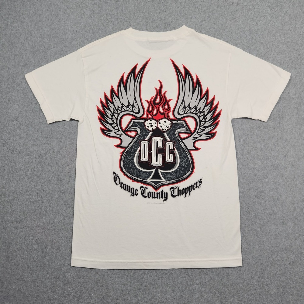 Vintage Orange County Choppers Shirt‎ Medium White Biker Motorcycle Y2K USA NEW